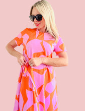 Pink & Orange Puzzled Jersey Maxi Dress