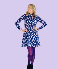 Twist & Shout Deep Violet Navy & Lilac Winter Swing Dress