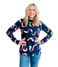 Snakes and Ladders Navy Sweater Cowl Neck