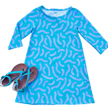 Twist & Shout Aqua & Lavender 3/4 sleeve Swing Dress