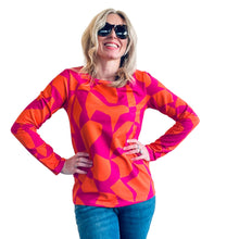 Puzzled Fuchsia Burnt Orange Sweater