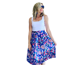 Native Blooms Blue silk midi skirt