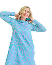 Twist & Shout Aqua & Lavender Winter Swing Dress