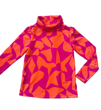 Puzzled Cowl Neck Fuchsia Burnt Orange Sweater