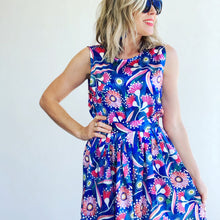 Native Blooms Blue silk shell top