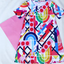 Rainbow Dreams short sleeve Swing Dress