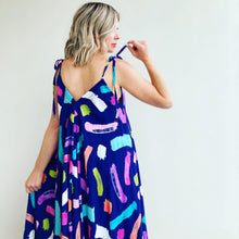 Navy Brushstrokes Kerchief Maxi Dress