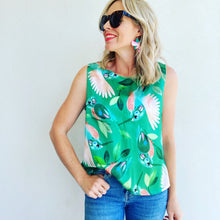 Come Fly With Me green silk shell top