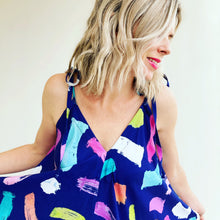 Navy Brushstrokes Kerchief Maxi Dress