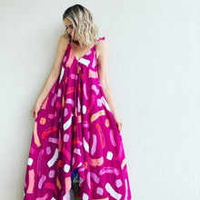 Pink Brushstrokes Kerchief Maxi Dress