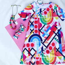 Rainbow Dreams short sleeve Swing Dress