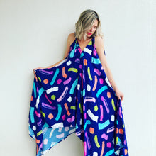 Navy Brushstrokes Kerchief Maxi Dress