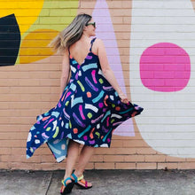 Navy Brushstrokes Kerchief Maxi Dress