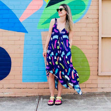 Navy Brushstrokes Kerchief Maxi Dress