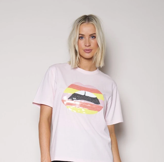 Sequin slogan t sales shirt