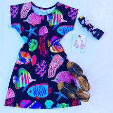 Coral Reef Black Tee Dress