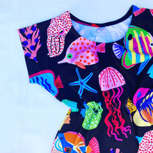 Coral Reef Black Tee Dress