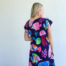 Coral Reef Black Tee Dress