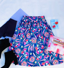 Native Blooms Blue silk midi skirt