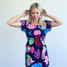 Coral Reef Black Tee Dress