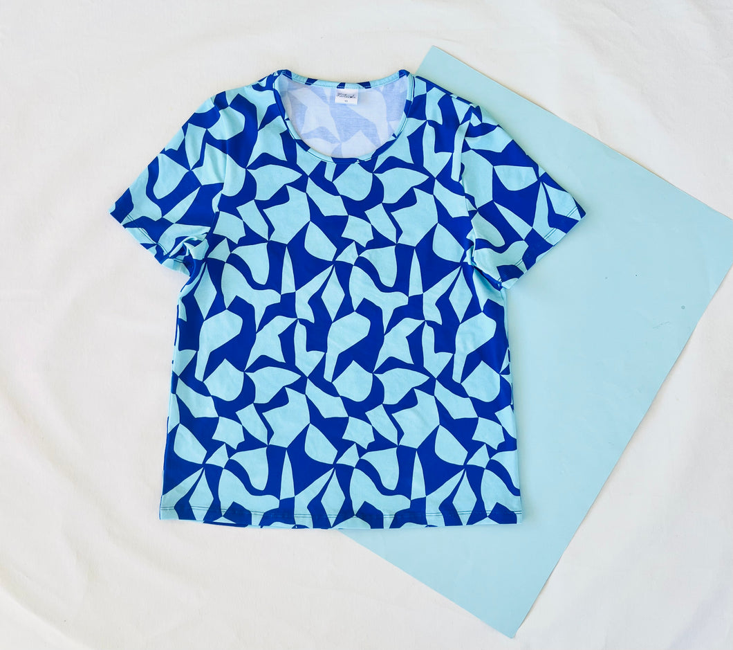 Puzzled Everyday Tee Blue on Blue