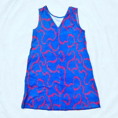 Domino Effect Blue & Coral Reversible Dress
