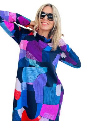 Piece Out Long Sleeve Winter Swing Dress GREEN OR VIOLET
