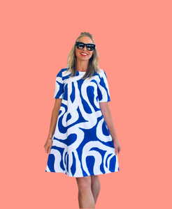 Santorini Short Sleeve Swing Dress