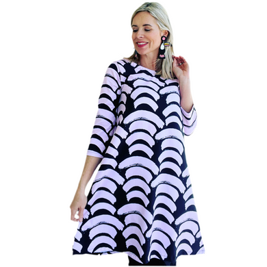 Pink & Black Arch Nemesis 3/4 sleeve Swing Dress