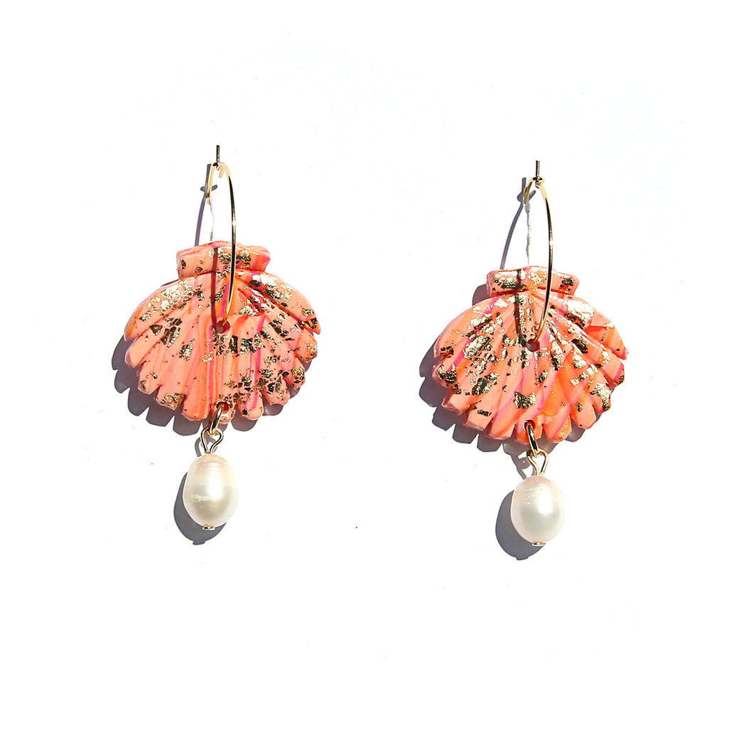 Peachy Pearl Shell Earrings