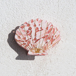 Pink Terrazo Shell Hair Clip