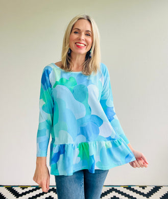Jersey Top with Ruffle On Cloud 9 Blues