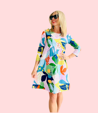 Cut It Out 3/4 sleeve Swing Dress