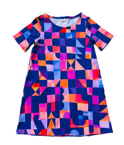 Dusk Till Dawn Short Sleeve Swing Dress Pink OR Blue