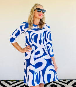 Santorini 3/4 sleeve Swing Dress