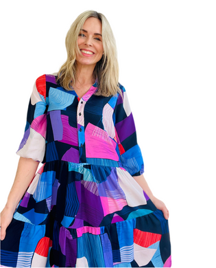 Piece Out Button Up Smocked Dress Dress GREEN OR VIOLET
