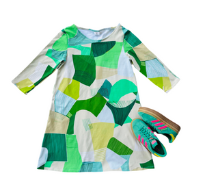 Piece Out Swing Dress 3/4 Sleeve OR short sleeve
