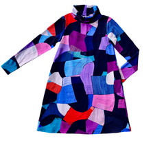 Piece Out Long Sleeve Winter Swing Dress GREEN OR VIOLET