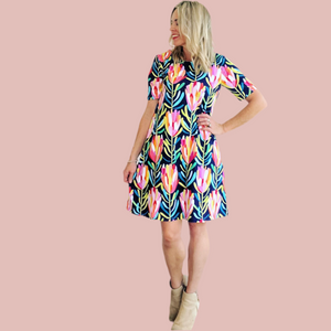 Short Sleeve Swing Dress Protea Lovers