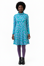 Twist & Shout Aqua & Lavender Winter Swing Dress