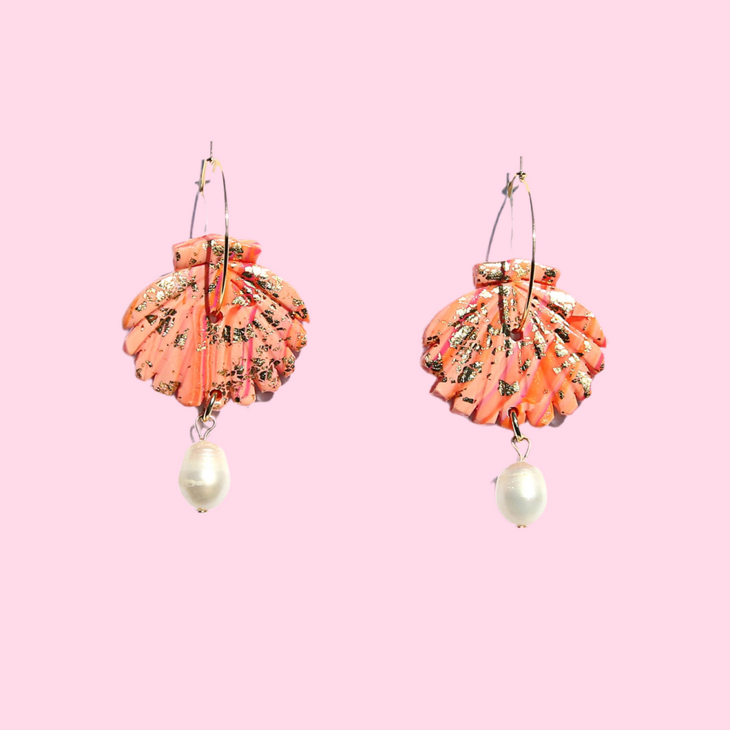 Peachy Pearl Shell Earrings