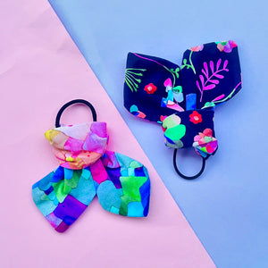 Rainbow Collage Bow Knot Hair Tie DUO PACK