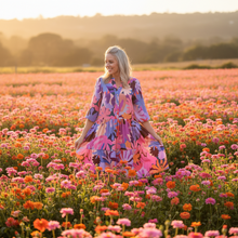 Flower Power Button Up Smocked Dress Dress FLOWER POWER (Pinks or Blues )