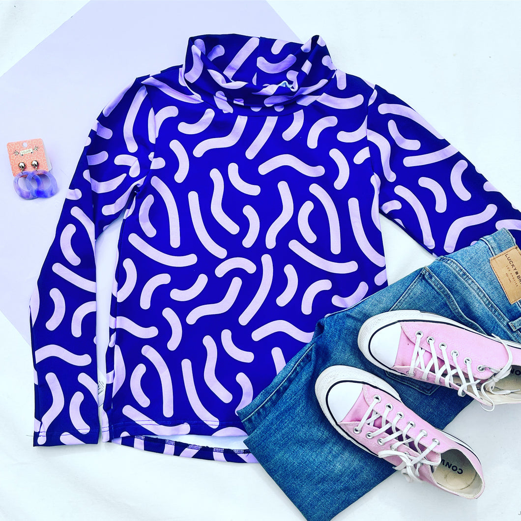Twist & Shout Navy & Lilac Sweater