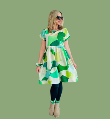 Piece Out Relaxed Dress GREEN OR VIOLET