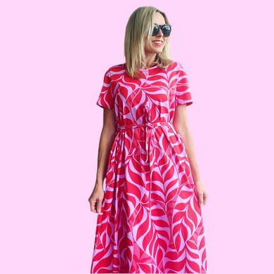 Unbe-leaf-able Pink  Maxi Dress