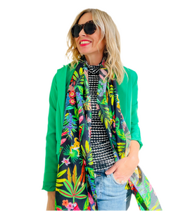 Tropic Like It's Hot Scarf Black Silk Blend