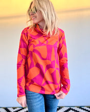 Puzzled Cowl Neck Fuchsia Burnt Orange Sweater