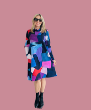 Piece Out Long Sleeve Winter Swing Dress GREEN OR VIOLET