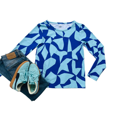Puzzled Blue on Blue Crew Neck Sweater